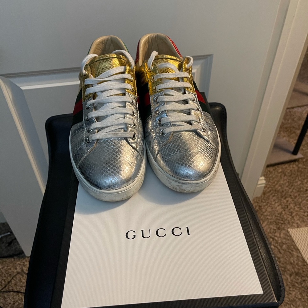 Gucci sparkling multi-color sneakers used